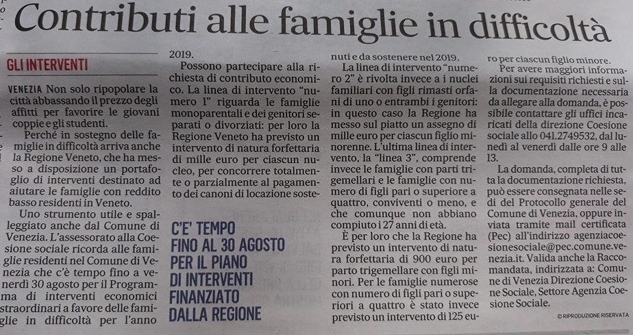 Contributi famiglie